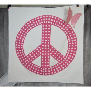 Pottery Barn Teen Kids Peace Sign Wall art artwork picture pink Tapestry 40"